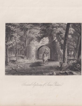 Antique Engraving Print, Ancient Gateway of  Scone Palace, 1845