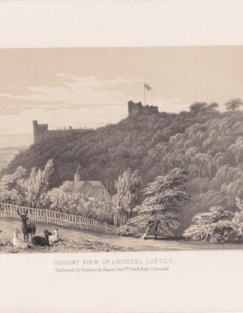 Antique Print, Distant View of Arundel Castle, 1846