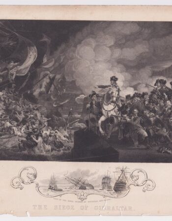 Antique Engraving Print, The siege of Gibraltar, 1850