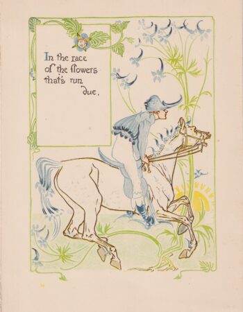 Antique print, In the race of the flowers..., 1880