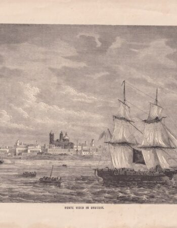 Antique Print, Monte Video in Uruguay, 1870 ca.