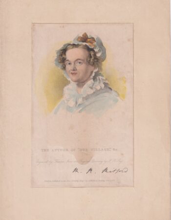 Antique Engraving Print, the author of "Our village", 1830 ca.