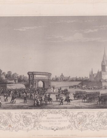 Antique Engraving Print, Napoleone Triumphal Entry into Milan, 1854