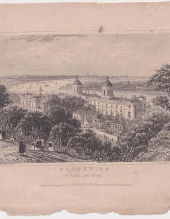 Antique Engraving Print, Greenwich, 1829