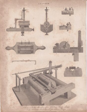 Antique Engraving Print, Leather, 1813