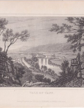 Antique Engraving Print, Vale of Taff, 1830