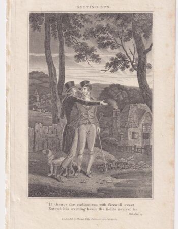 Antique Engraving Print, Setting Sun, 1815