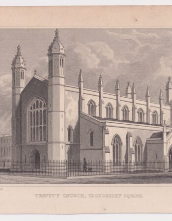 Antique Engraving Print, Trinity Church, Cloudesley Square, 1830