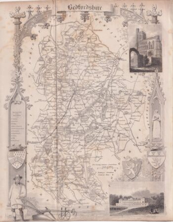 Antique Map, Bedfordshire, 1840