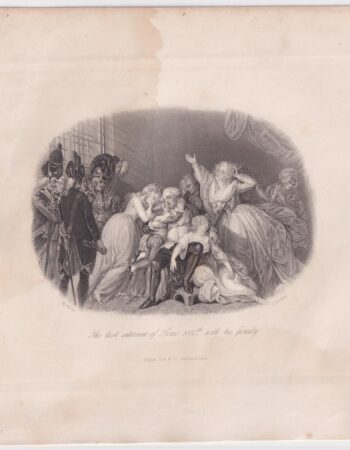 Antique Engraving Print, The last interview of Louis XVI with his family, 1845