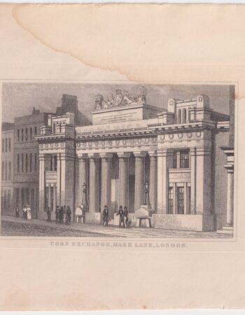 Antique Engraving Print, Corn Exchange, Mark Lane, London, 1830 ca.
