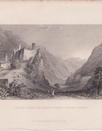 Antique Engraving Print, Castle a Valley of Misocco...1834
