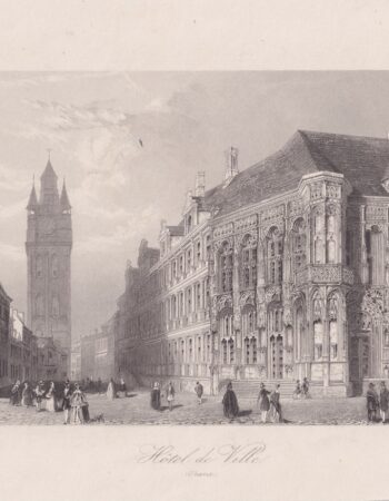 Antique Engraving Print, Hotel de Ville, 1860 ca.
