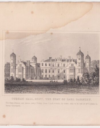Antique Engraving Print, Cobham Hall, Kent, 1830 ca.