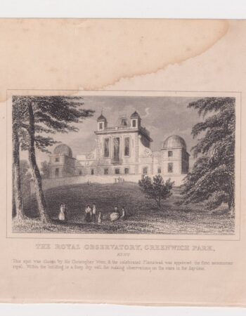 Antique Engraving Print, The Royal Observatorym Greenwich Park, 1830