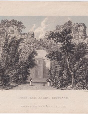Antique Engraving Print, Dryburgh Abbey, Scotland, 1829