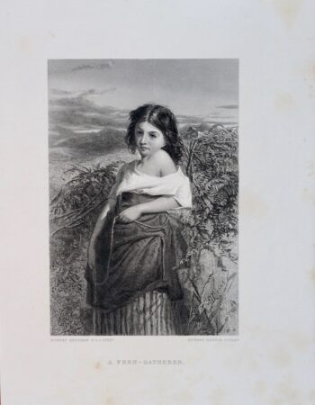 Antique Engraving Print, A Fern-Gatherer, 1873