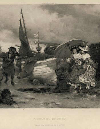 Rare Antique Engraving Print, A Coming Shower, 1840 ca.