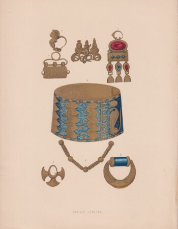 Antique Print, Ancient Jewelry, 1870