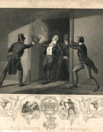 Antique Engraving Print, The Death of Percival, 1820 ca.