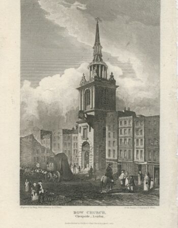 Antique Engraving Print, Bow Church, 1815