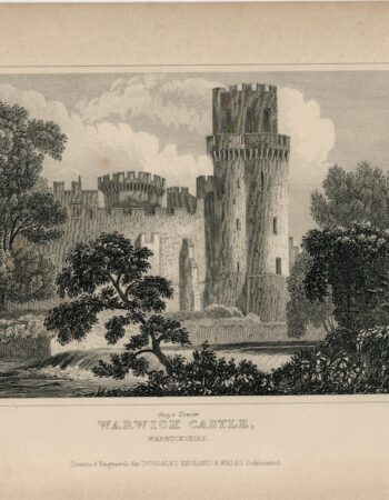 Antique Engraving Print, Warwick Castle, 1845