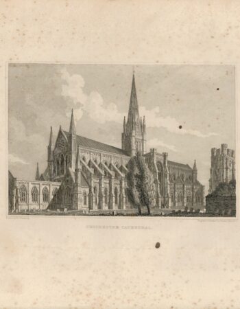 Antique Engraving Print, Chichester Cathedral, 1820