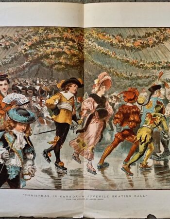 Vintage Print, Christmas in Canada-A Juvenile Skating Ball, 1883