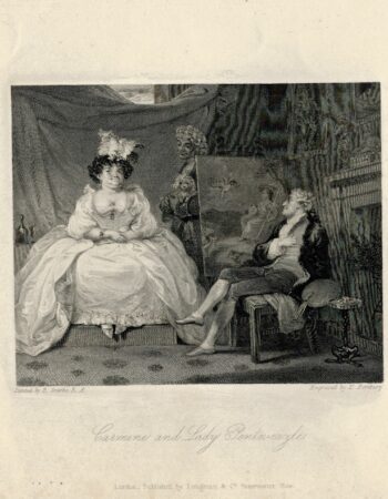 Rare Antique Engraving Print, Carmine ad Lady Pentneazle, 1830
