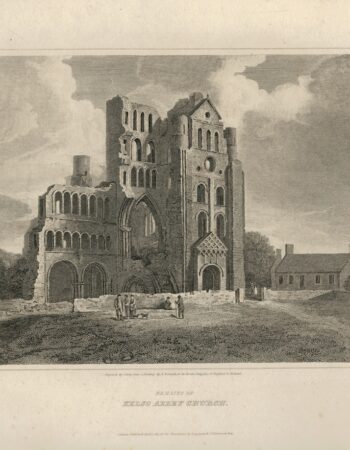 Antique Engraving Print, Remains of Kelso Abbey, 1814