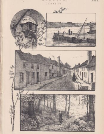 Antique Print, Drawing, Landscape, 1870