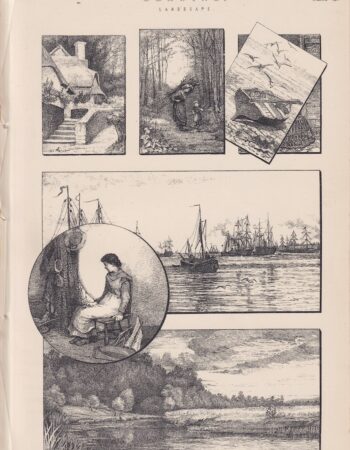 Antique Print, Drawing  Lanscape, 1870