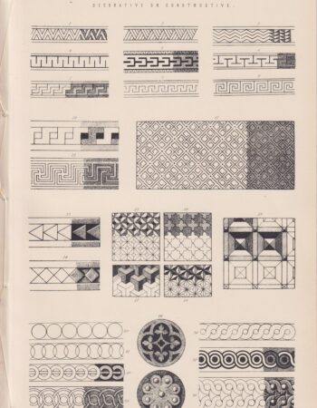 Antique Engraving Print, Drawing, decorative or constructive, 1870