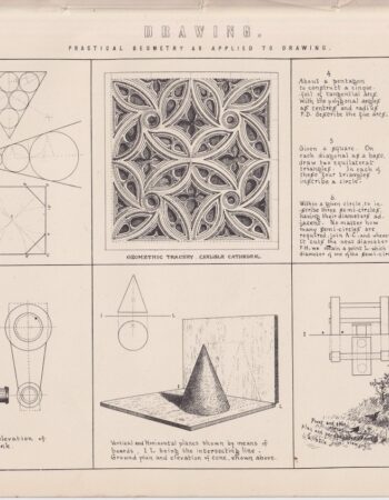 Antique Print, Drawing, pratical geometry as applied to drawing, 1870