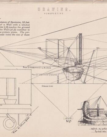 Antique Print, Drawing, Perspective, 1870