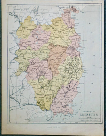 Antique Map, The Province of Leinster, 1861