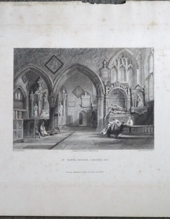 Antique Engraving Print, St. Mary's, Reigate, Chancel End, 1841