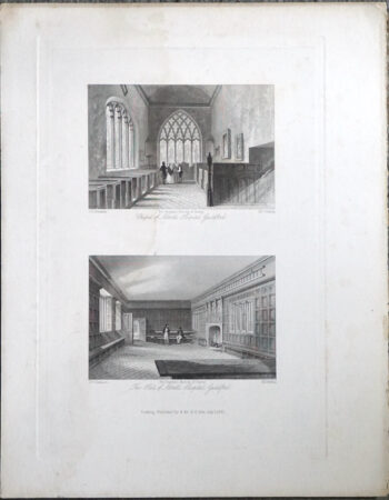 Antique Engraving Print, Hospital Guildford, 1841