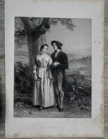 Antique Engraving Print, The Trysting Tree, 1845