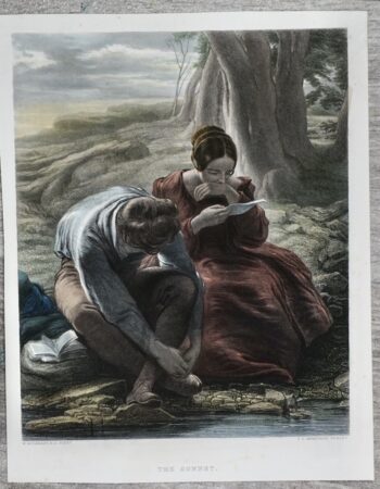 Antique Engraving Print, The sonnet, 1850 ca.