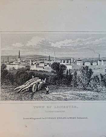 Antique Engraving Print, Town of Leicester, Dugdales, 1845
