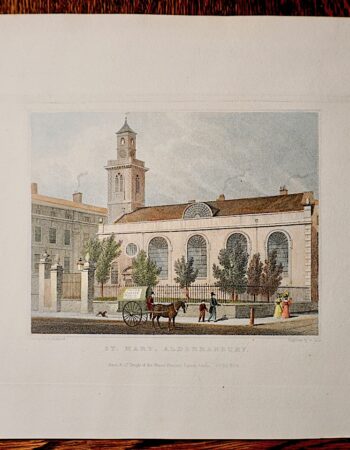 Antique Engraving Print, St. Mary Aldermanbury, 1830