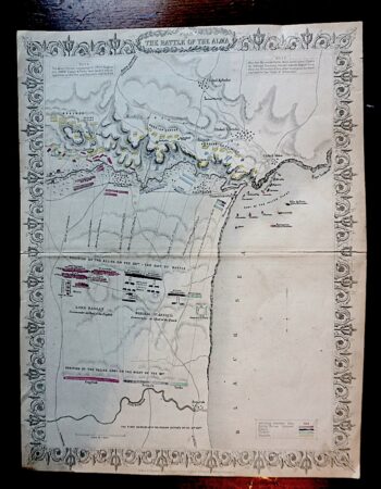 Antique Engraving print, "Plan of the Battle of the Alma", 1858