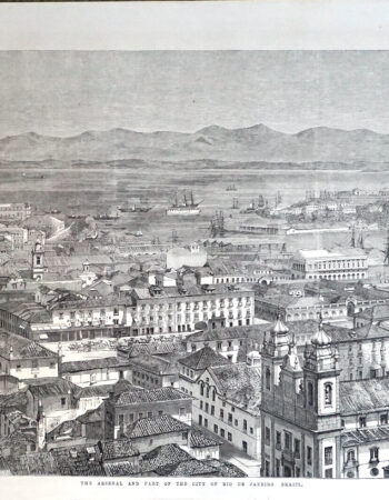 Antique Print, The Arsenal and Part of the City of Rio de Janeiro, Brazil, 1800