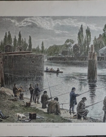 Antique Print, The Contemplative Man's Recreation Fishing at Teddington Lock, 1892