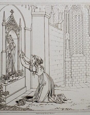 Antique Engraving Print, Margaret supplicating the Mater Dolorosa, 1820