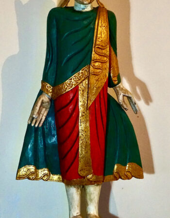 Vintage Tibetan Handcarved Temple Sculpture of the Standing Buddha