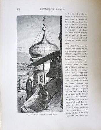 Antique Print, In the Lazienki Park, Warsaw, 1870