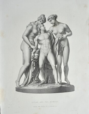 Antique Engraving Print, Hylas and the Nymphs, 1859