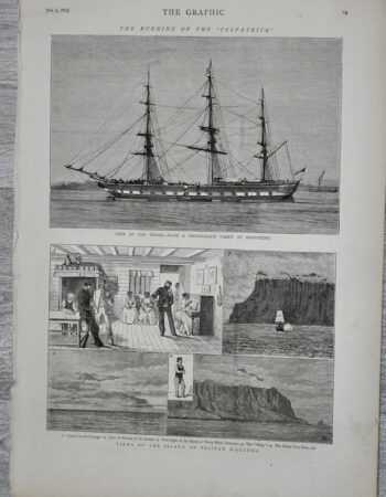 Vintage Print, The Burning of the "Cospatrick", 1875